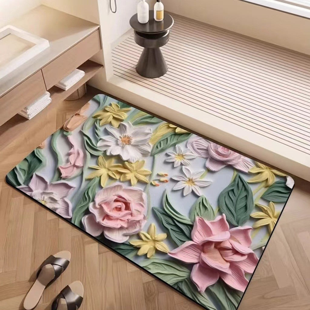 Luxury Textured Floral Bath Mat | High & Bury
