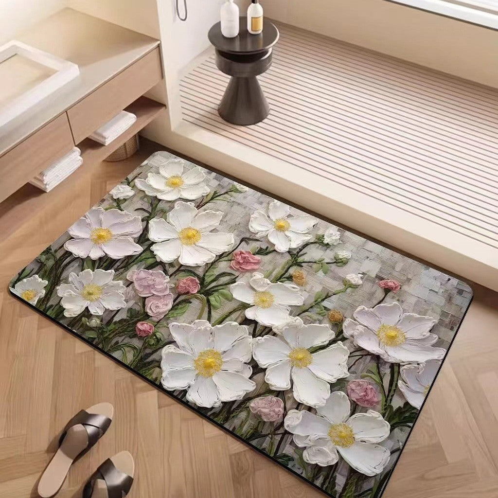 Luxury Textured Floral Bath Mat | High & Bury