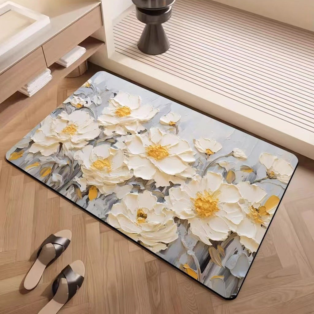 Luxury Textured Floral Bath Mat | High & Bury