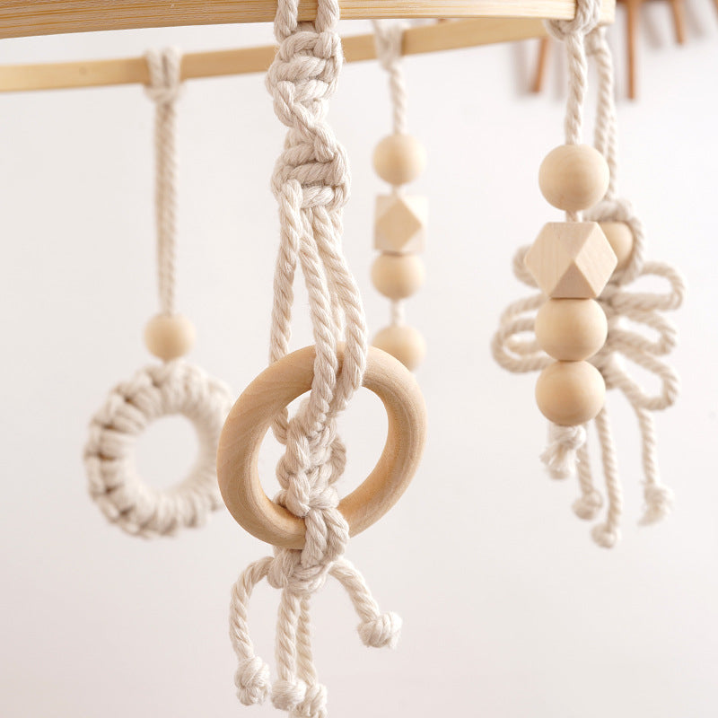 Macrame Baby Mobile with Natural Beads | High & Bury