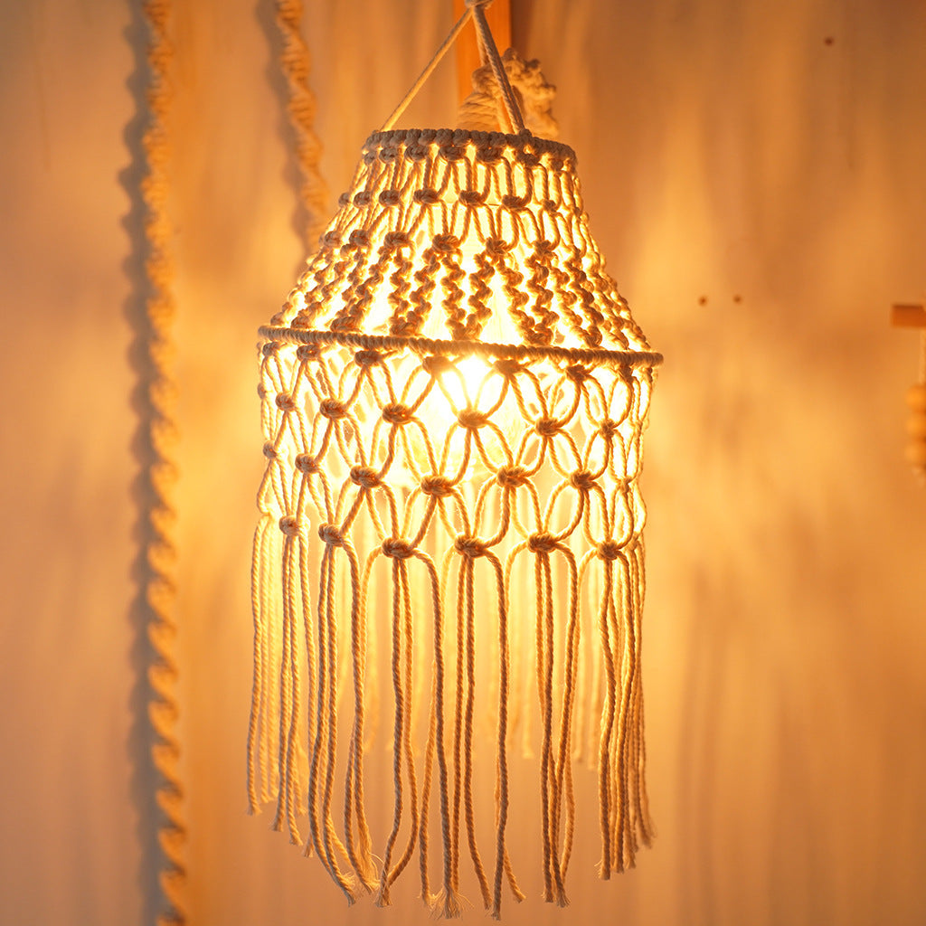 Macrame Bohemian Hanging Pendant Light Shade | High & Bury