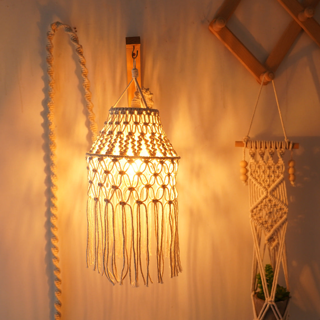 Macrame Bohemian Hanging Pendant Light Shade | High & Bury