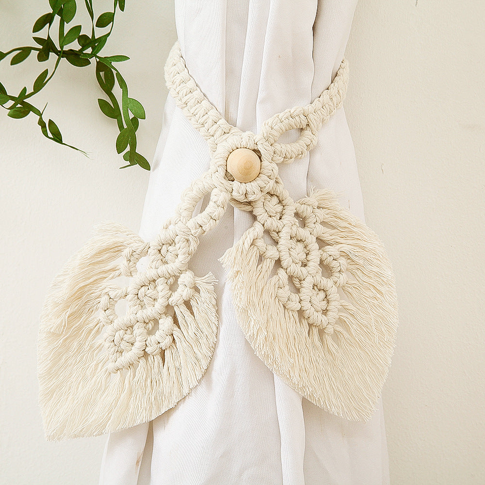 Macrame Curtain Tieback Golden Yellow | High & Bury