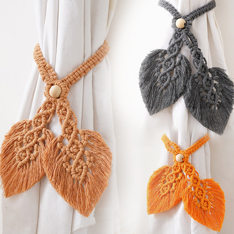 Macrame Curtain Tieback Golden Yellow | High & Bury