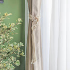 Macrame Curtain Tieback with Wooden Ring | High & Bury
