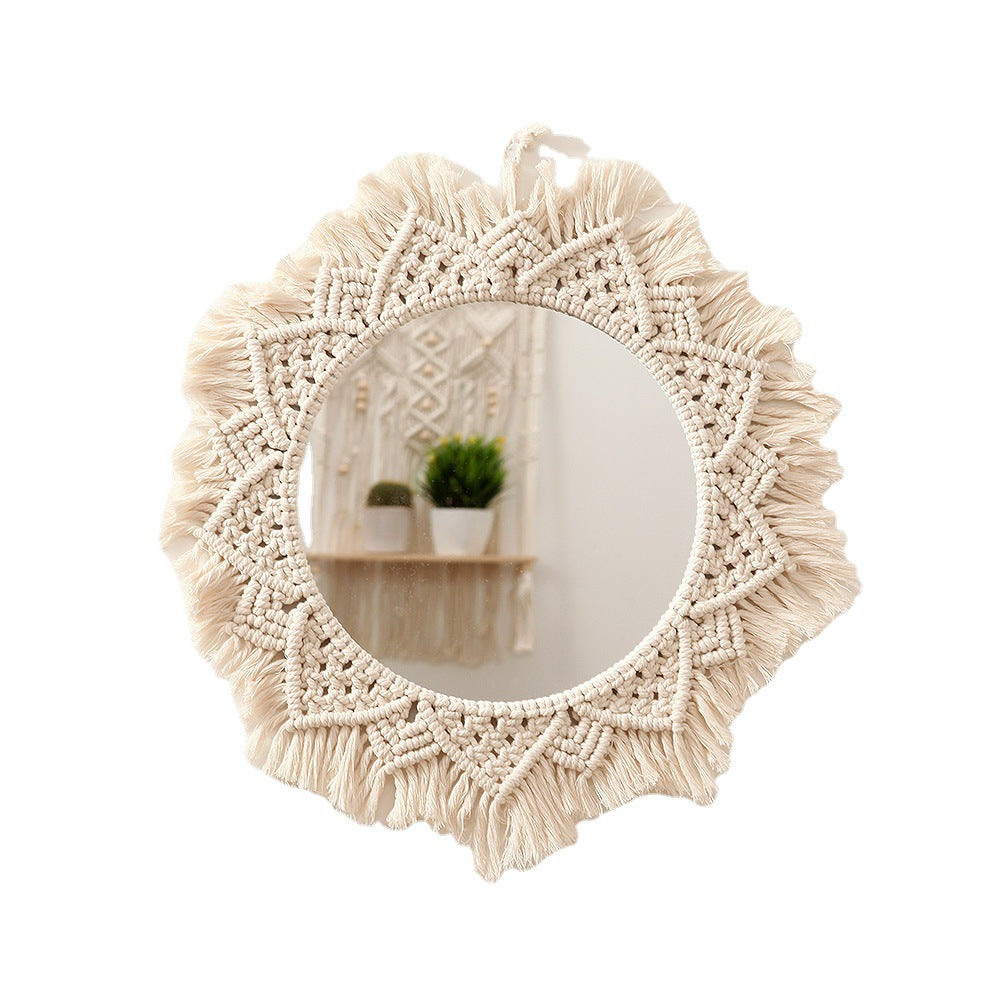 Macrame Decorative Round Wall Mirror | High & Bury