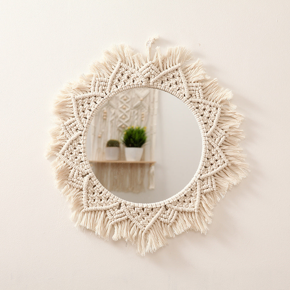 Macrame Decorative Round Wall Mirror | High & Bury