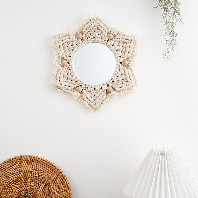 Macrame Decorative Star-Shaped Wall Mirror | High & Bury