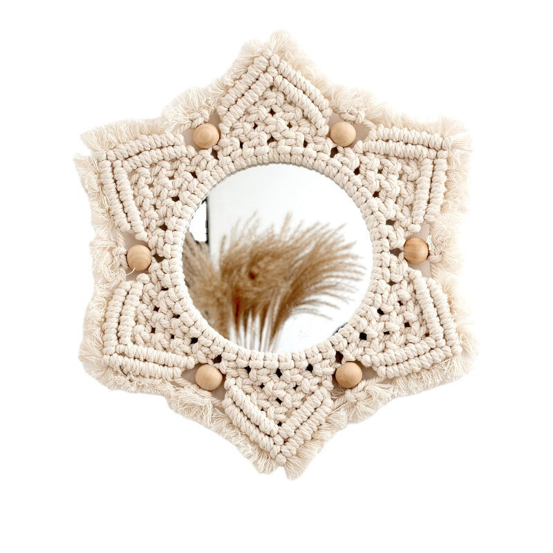 Macrame Decorative Star-Shaped Wall Mirror | High & Bury
