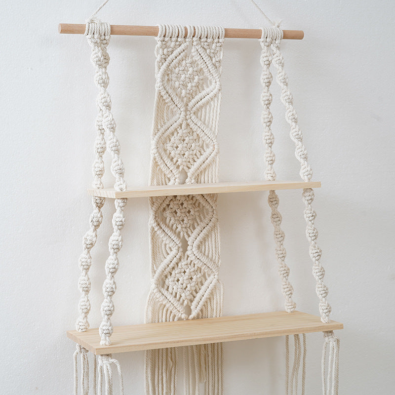 Macrame Floating Wall Shelf Organizer | High & Bury