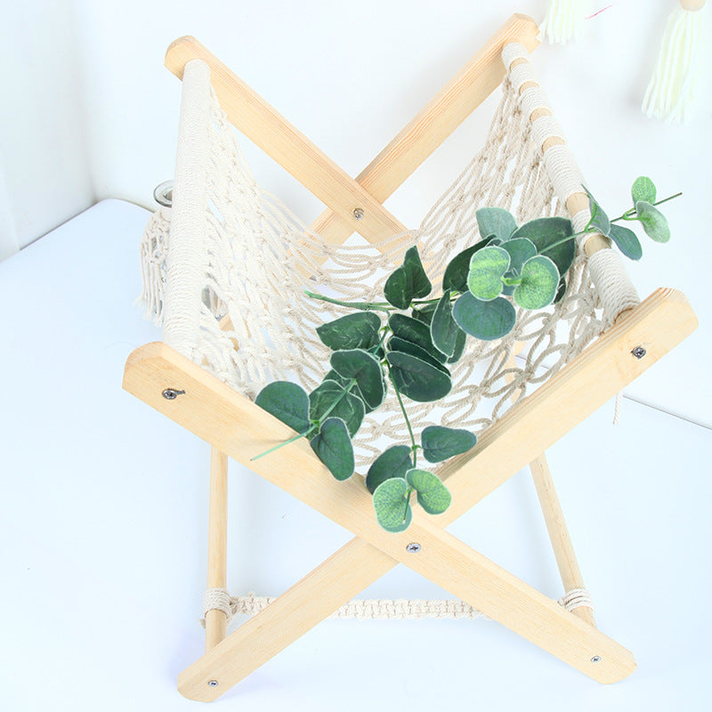 Macrame Folding Hammock-Style Storage Rack | High & Bury