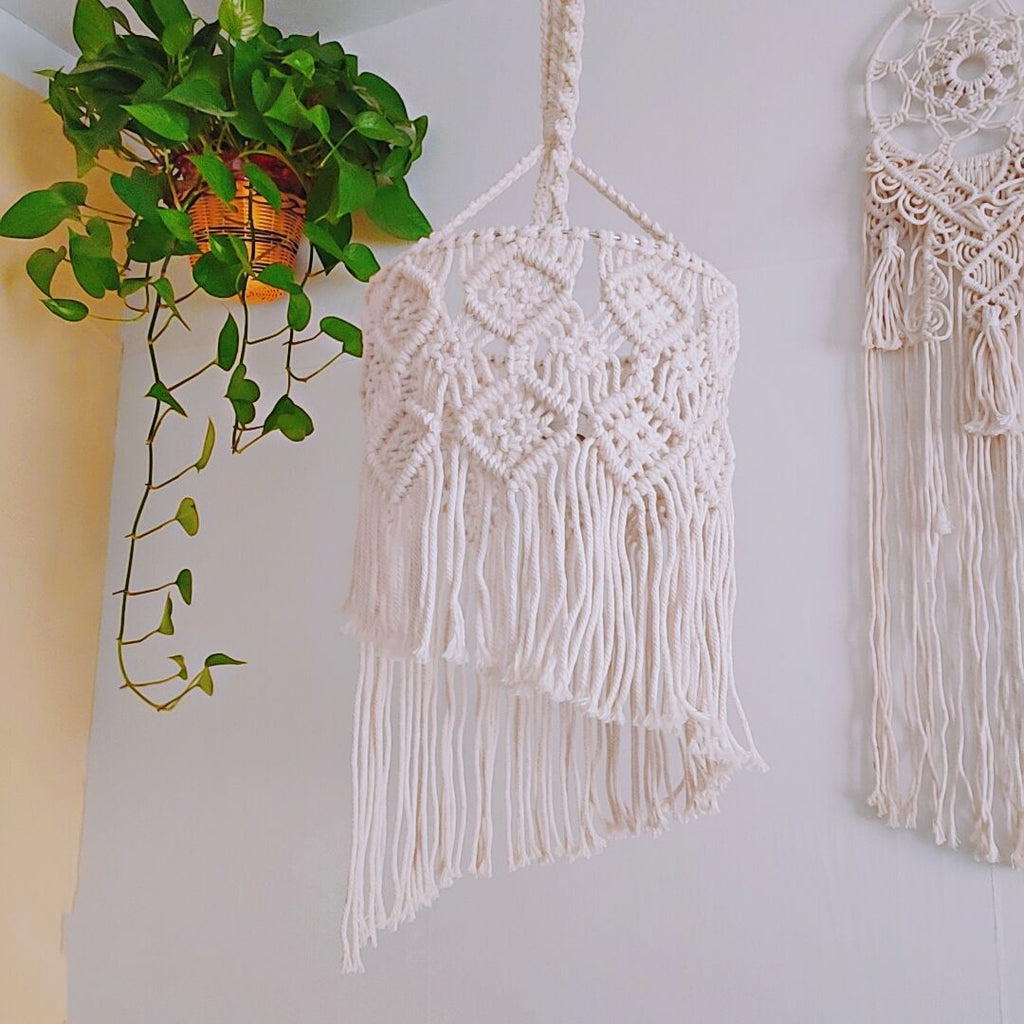 Macrame Hanging Lamp Shade | High & Bury
