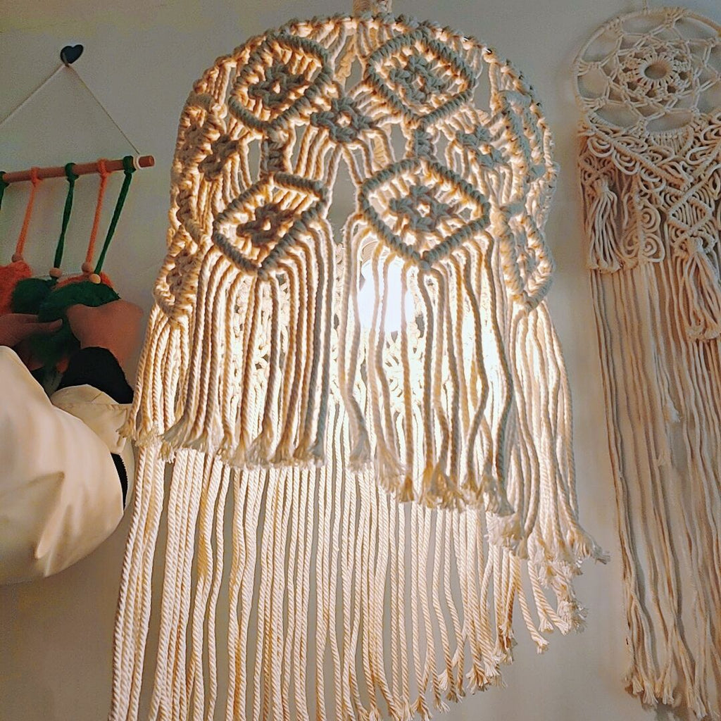 Macrame Hanging Lamp Shade | High & Bury