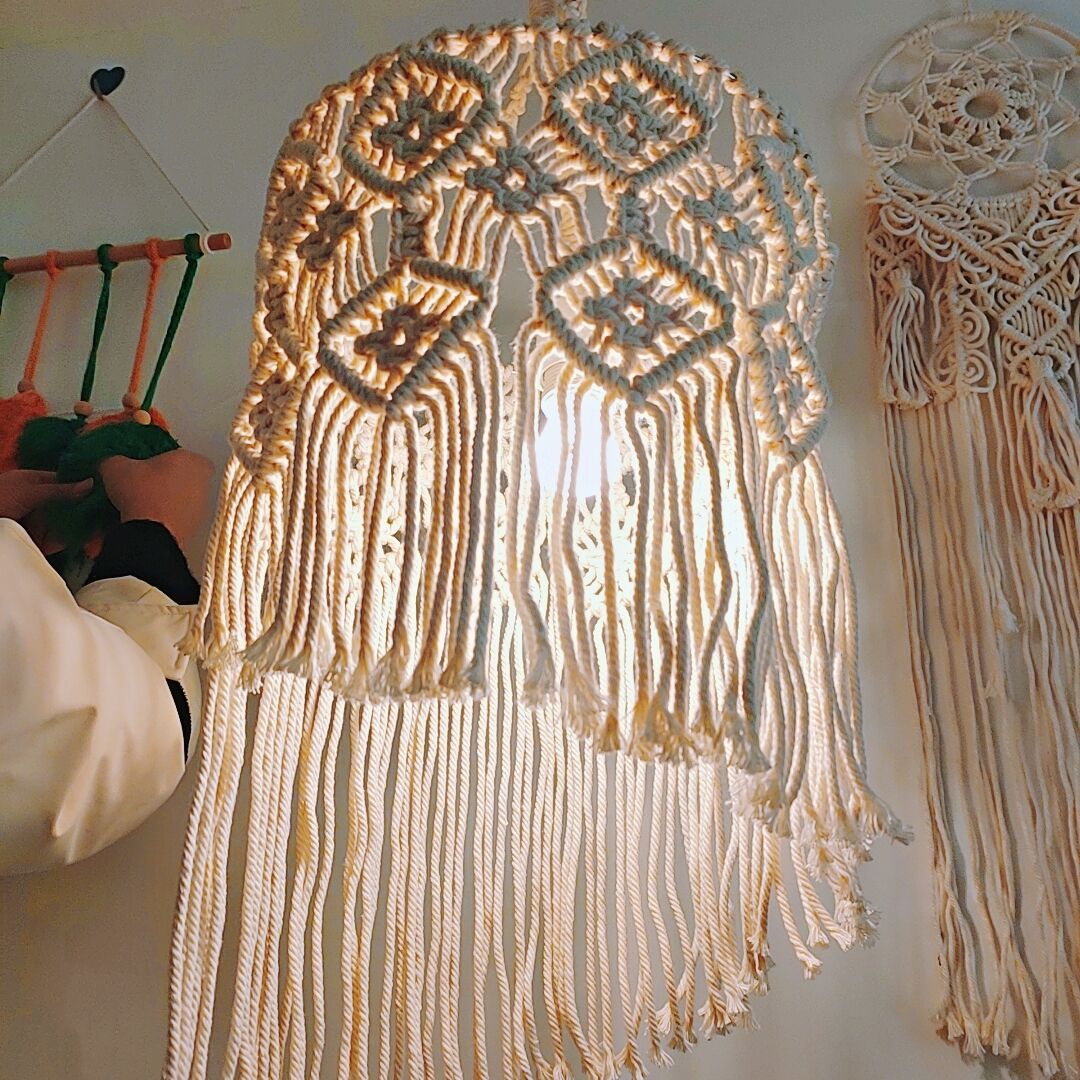 Macrame Hanging Lamp Shade | High & Bury