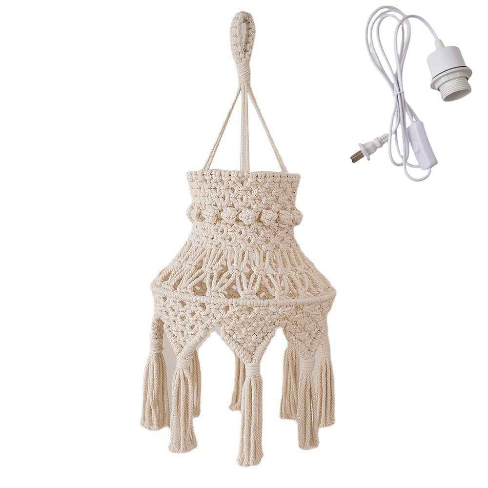 Macrame Hanging Light Fixture 10 × 24 Inch | High & Bury