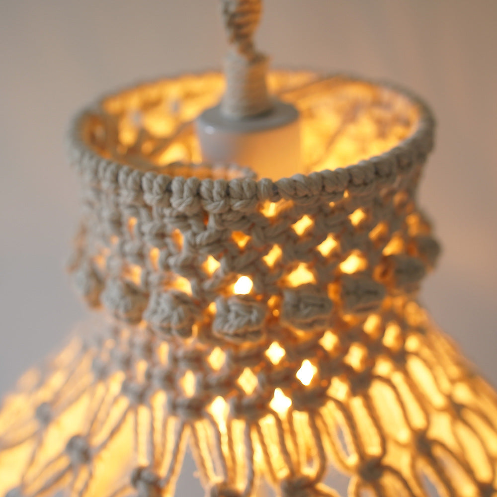 Macrame Hanging Light Fixture 10 × 24 Inch | High & Bury