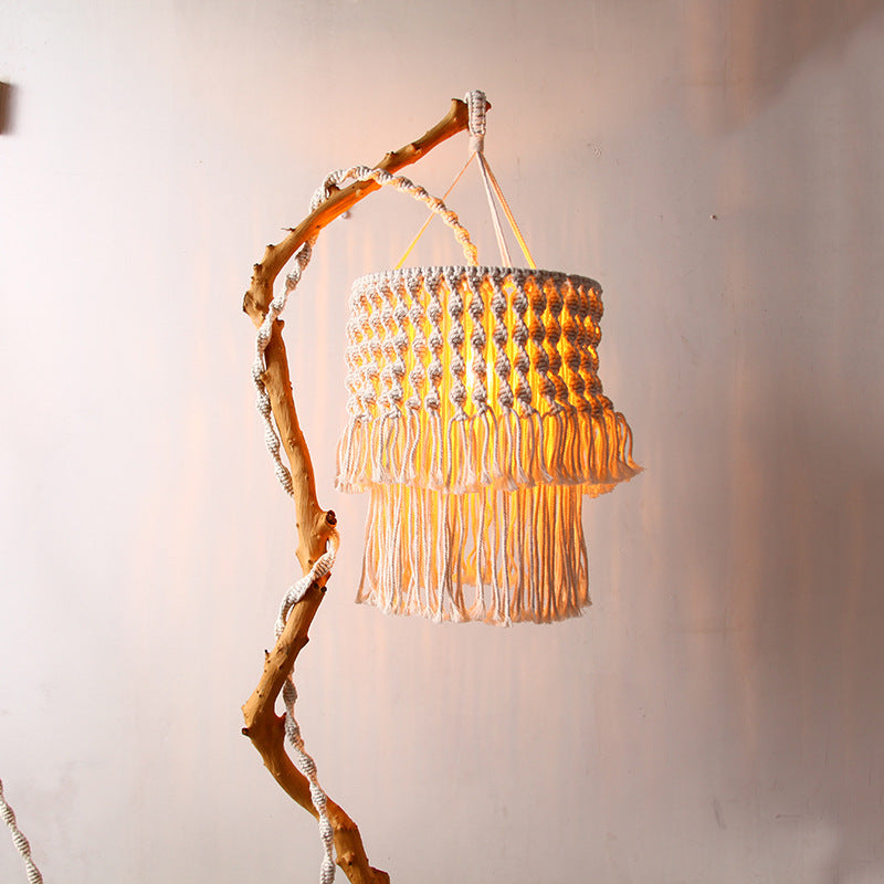 Macrame Hanging Plant Basket Off White | High & Bury