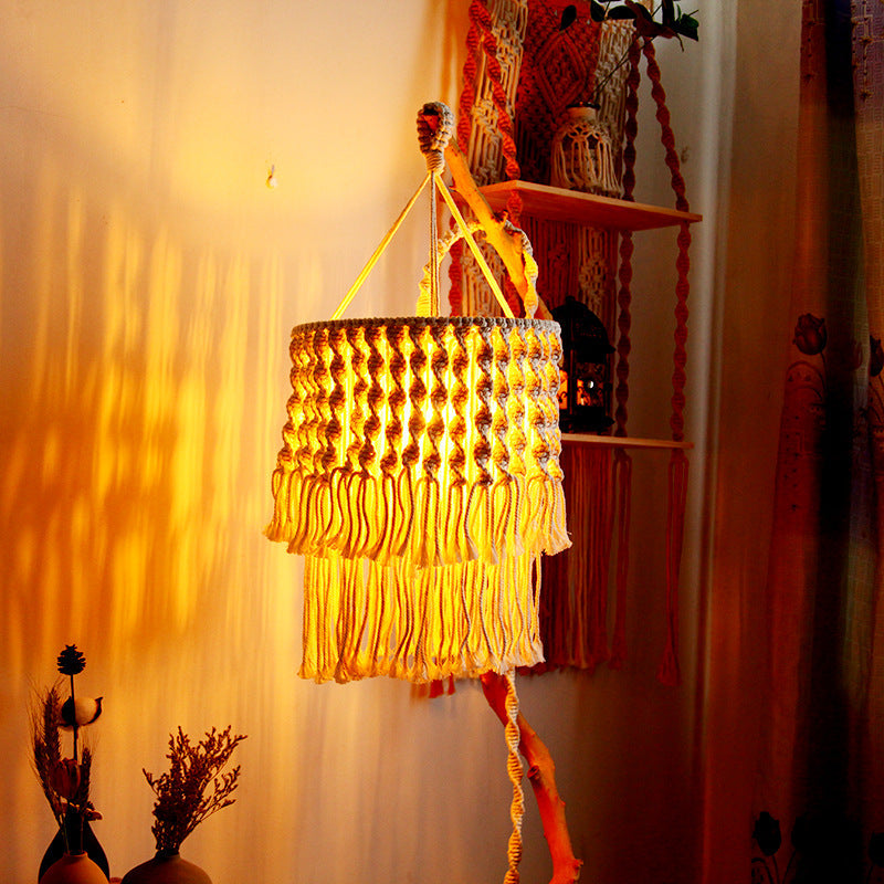 Macrame Hanging Plant Basket Off White | High & Bury