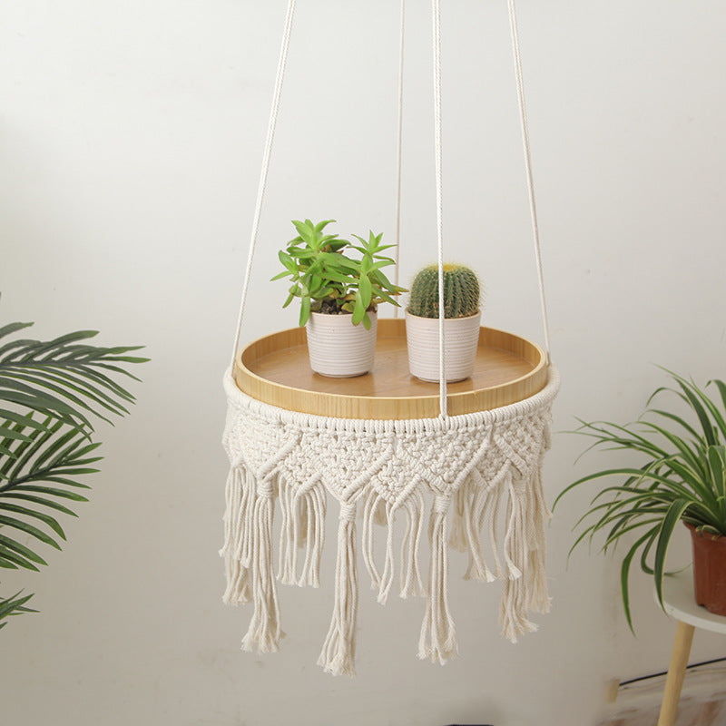 Macrame Hanging Plant Holder with Decorative Fringe | High & Bury