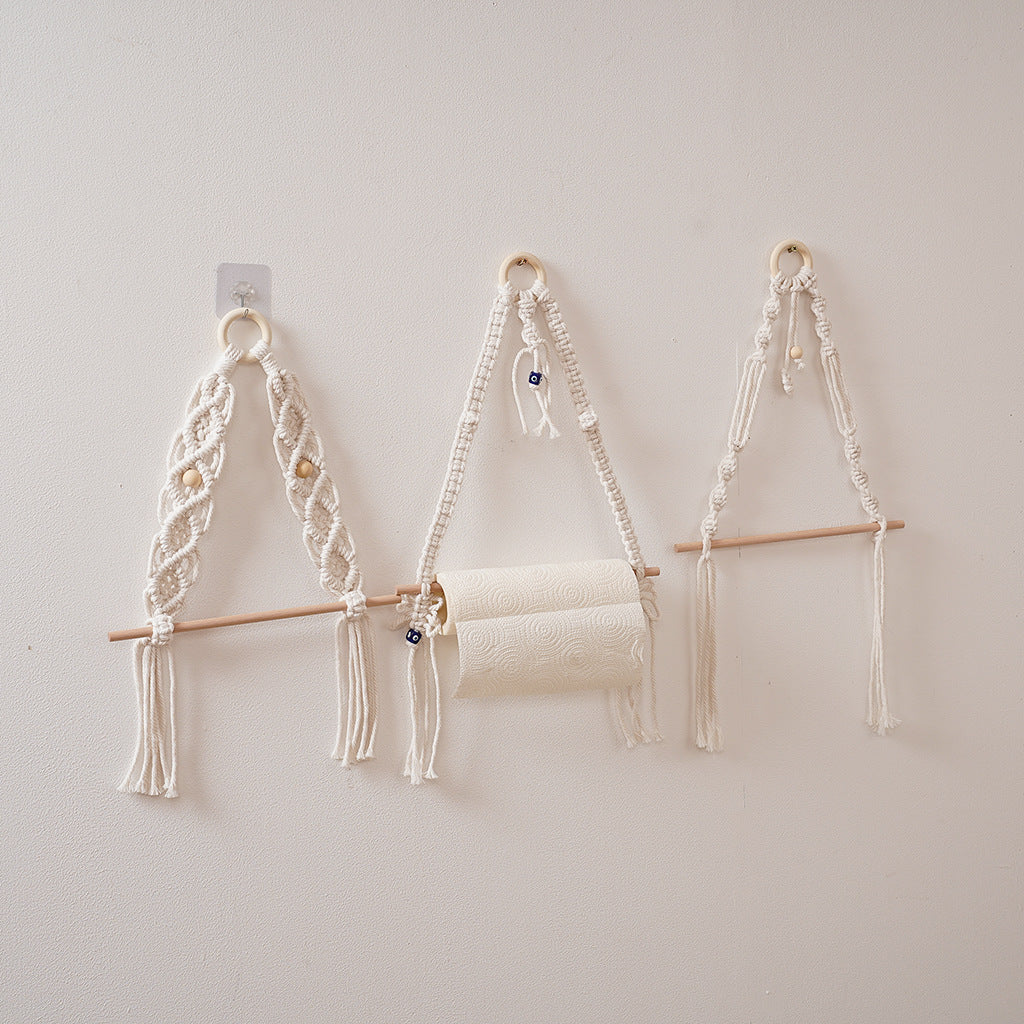 Macrame Hanging Plant Holder with Wooden Rod | High & Bury