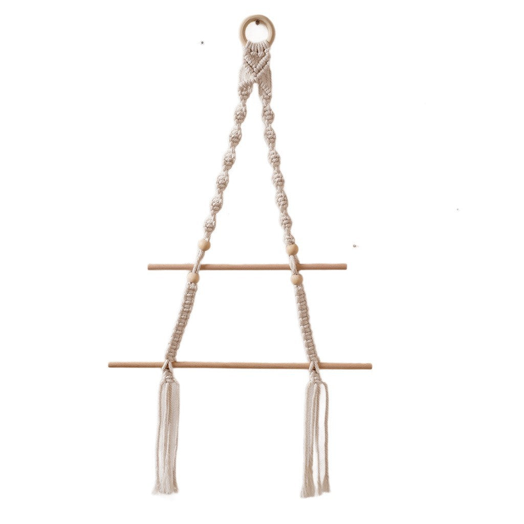 Macrame Hanging Plant Holder with Wooden Rod | High & Bury