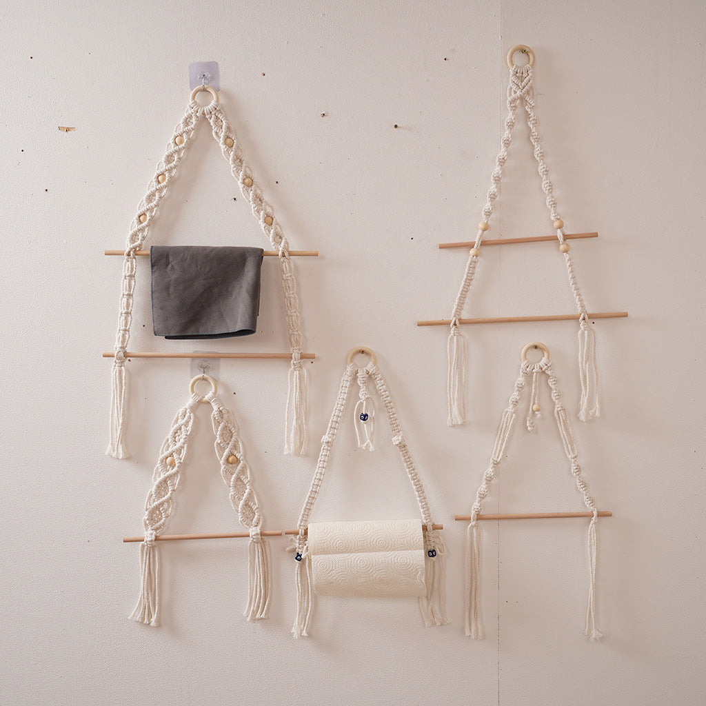 Macrame Hanging Plant Holder with Wooden Rod | High & Bury