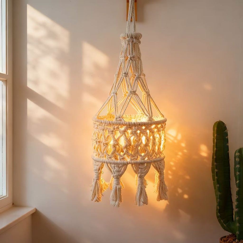 Macrame Hanging Planter Beige | High & Bury