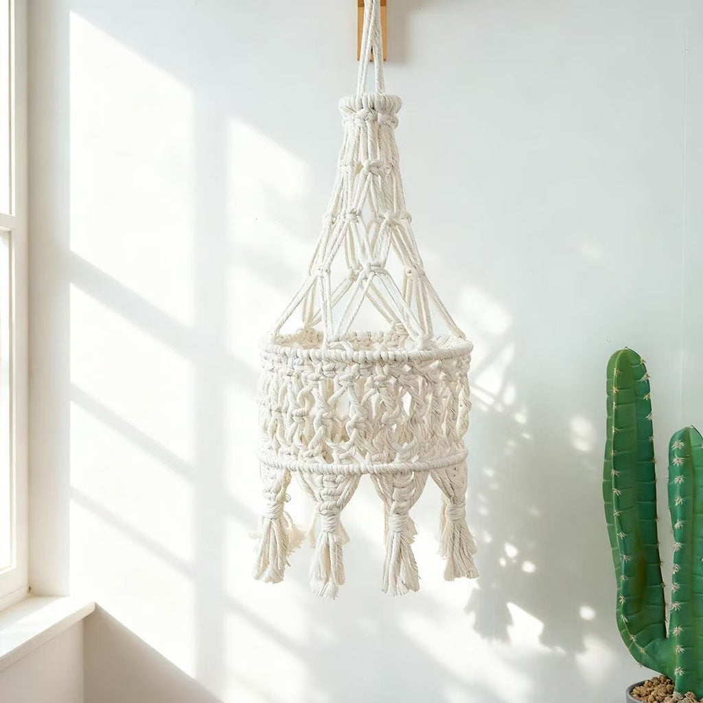 Macrame Hanging Planter Beige | High & Bury