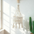 Macrame Hanging Planter Beige | High & Bury
