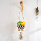Macrame Hanging Planter with Wooden Accents | High & Bury