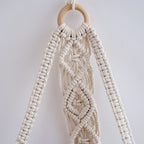 Macrame Hanging Shelf with Natural Wood Base | High & Bury