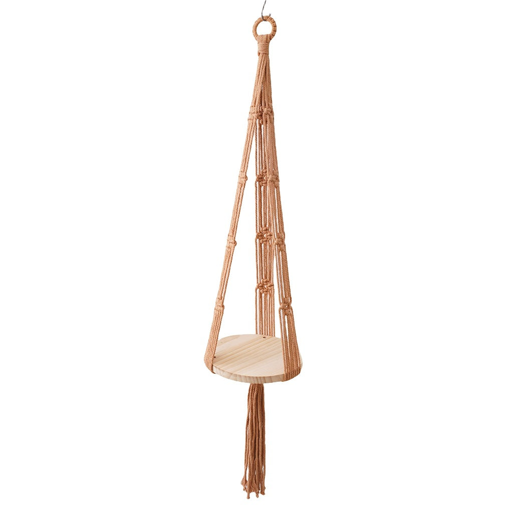 Macrame Hanging Wooden Shelf | High & Bury