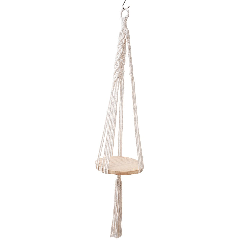 Macrame Hanging Wooden Shelf | High & Bury