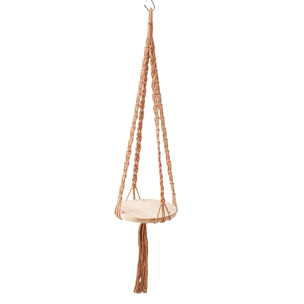 Macrame Hanging Wooden Shelf | High & Bury