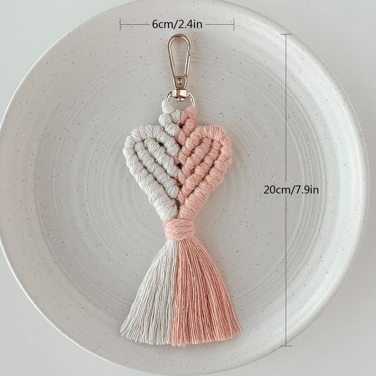 Macrame Heart Keychain Holder | High & Bury