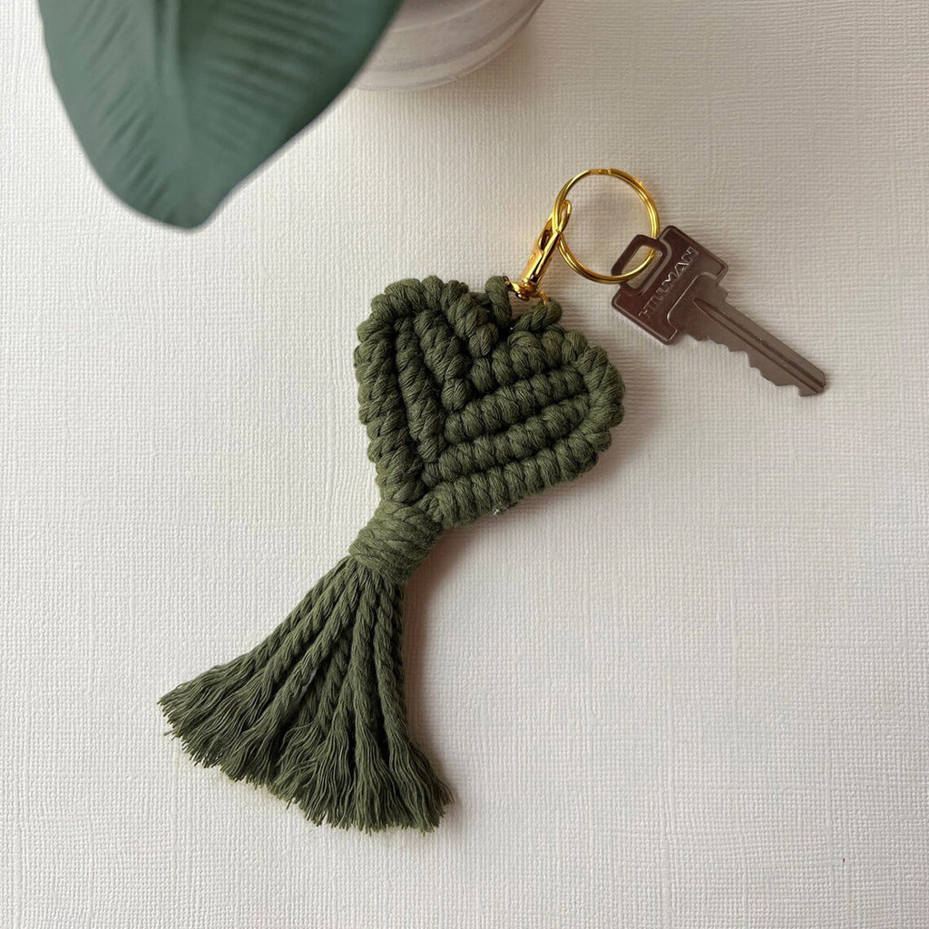Macrame Heart Keychain Holder | High & Bury
