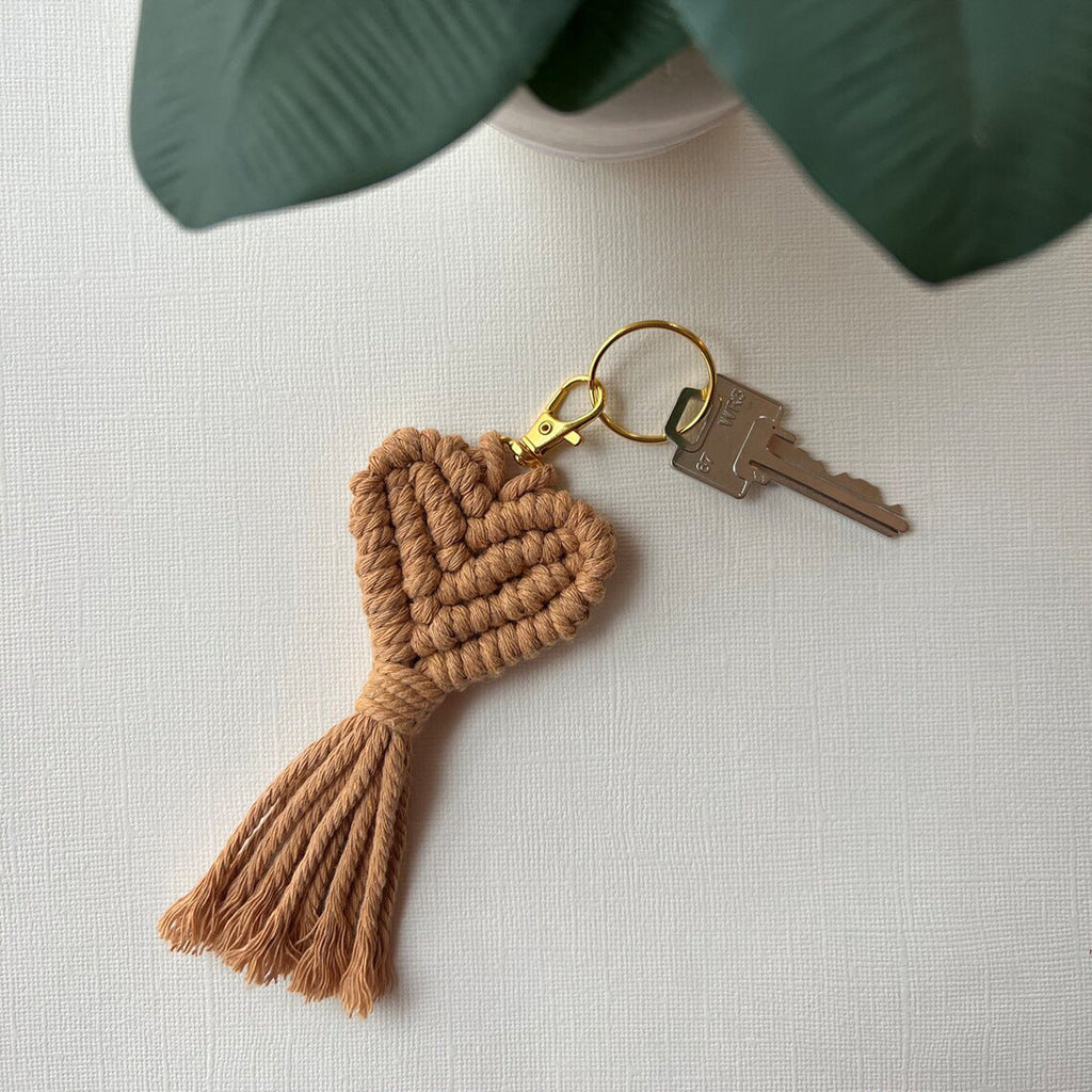 Macrame Heart Keychain Holder | High & Bury