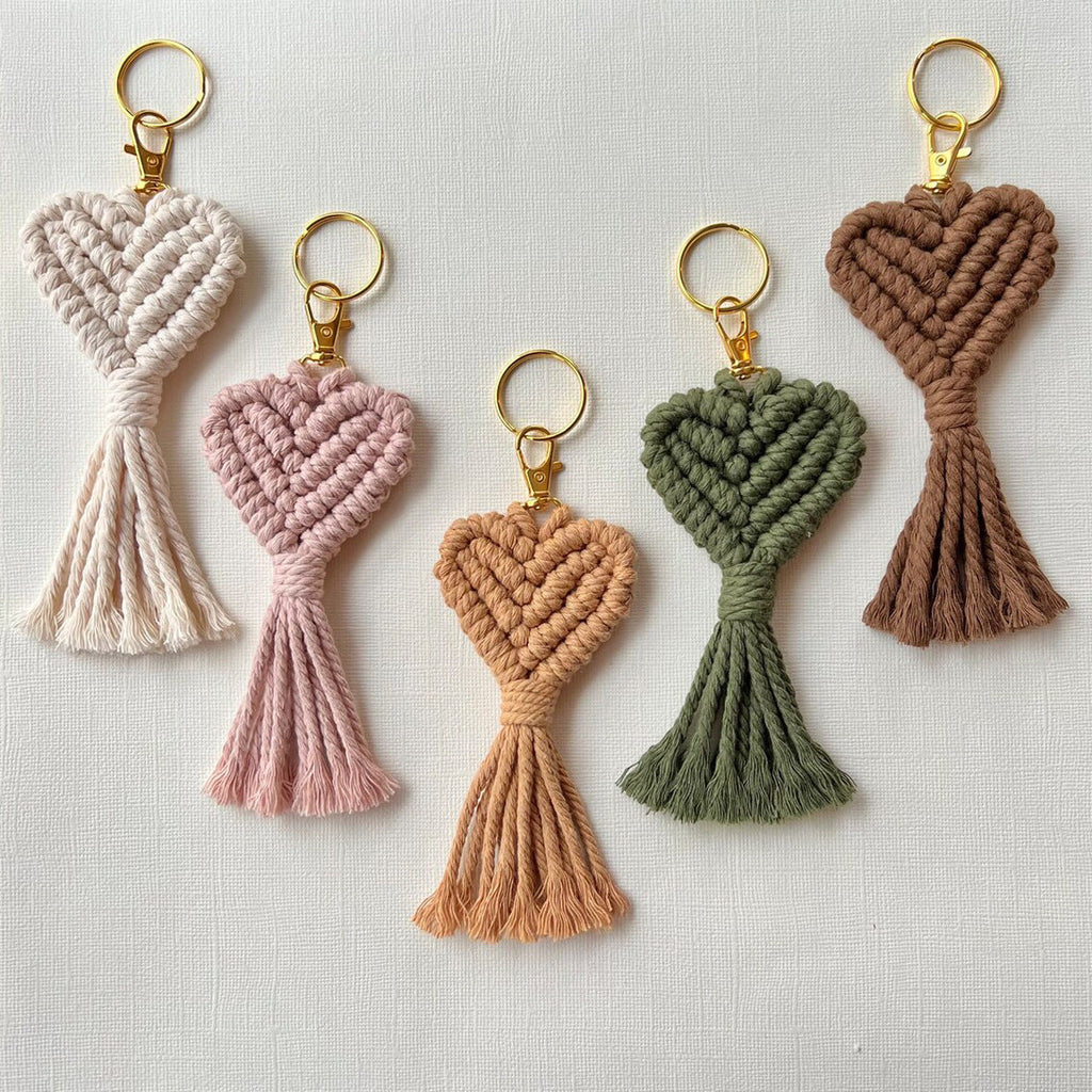Macrame Heart Keychain Holder | High & Bury