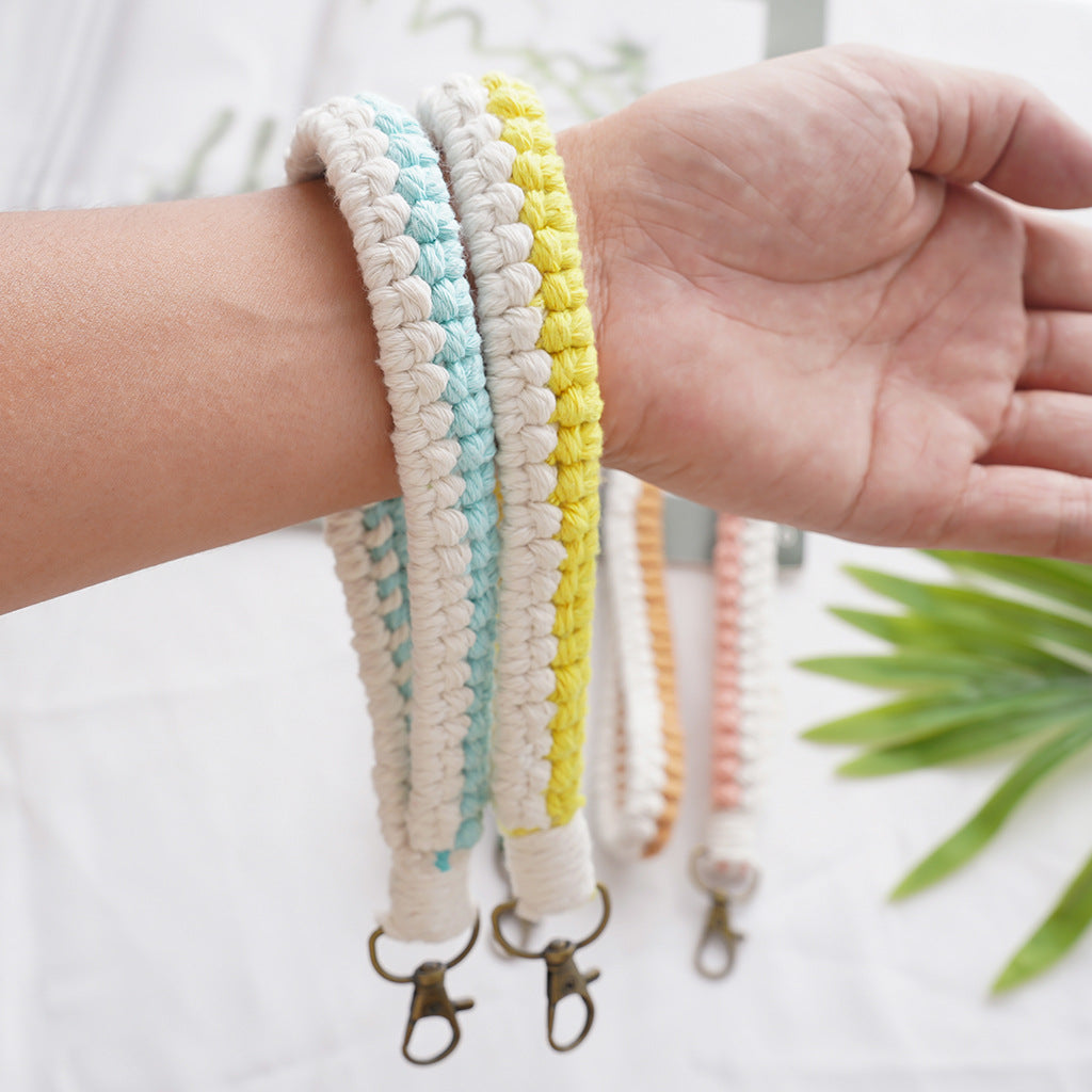 Macrame Keychain Holder Apricot Blue | High & Bury