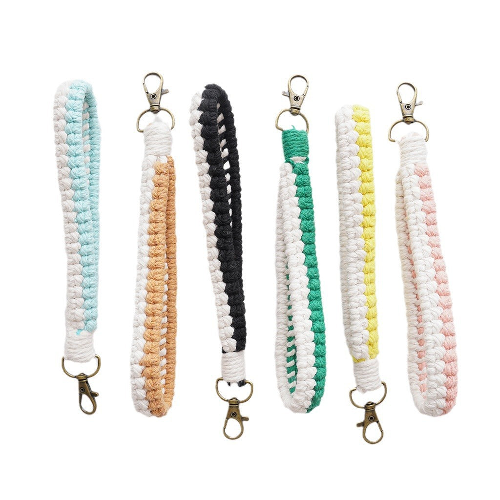 Macrame Keychain Holder Apricot Blue | High & Bury