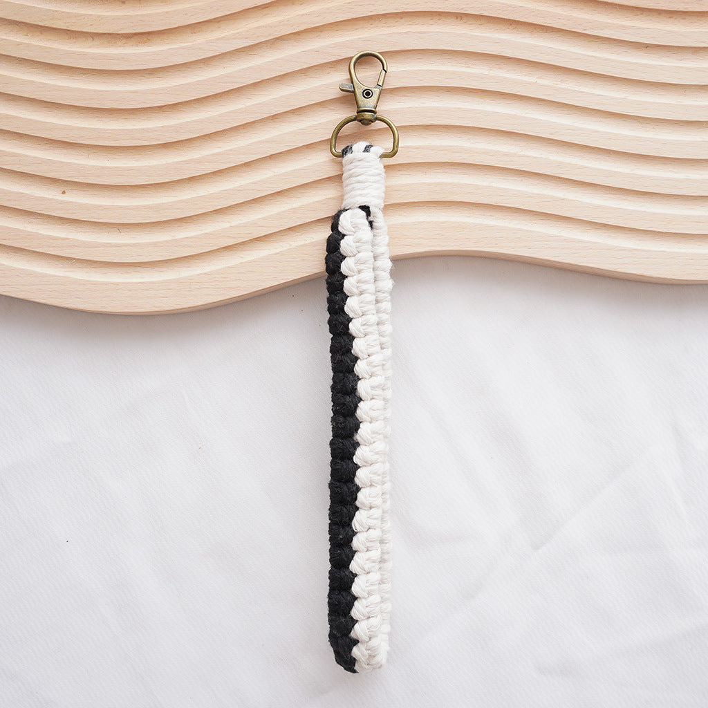 Macrame Keychain Holder Apricot Blue | High & Bury