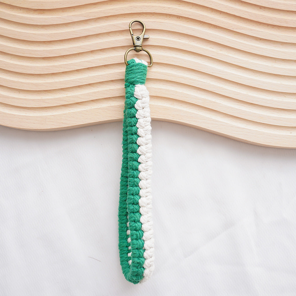 Macrame Keychain Holder Apricot Blue | High & Bury