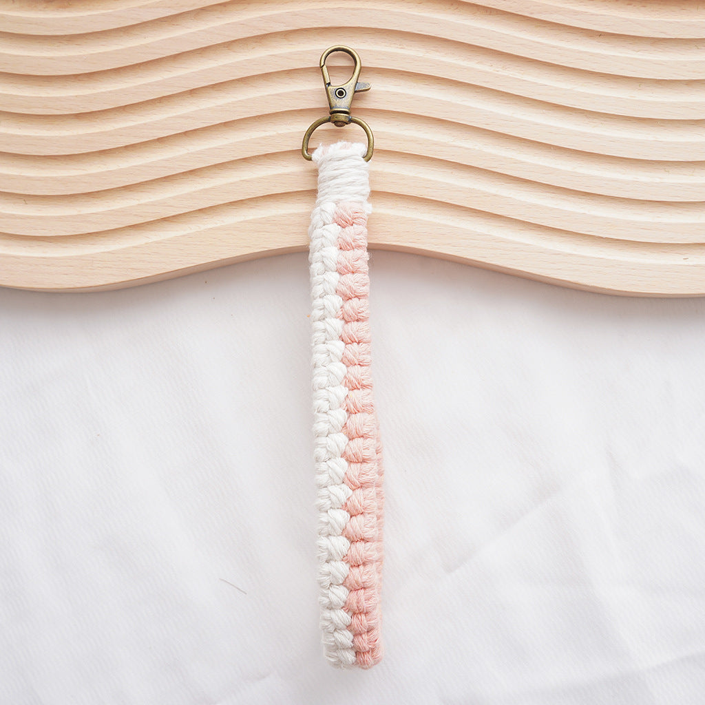 Macrame Keychain Holder Apricot Blue | High & Bury
