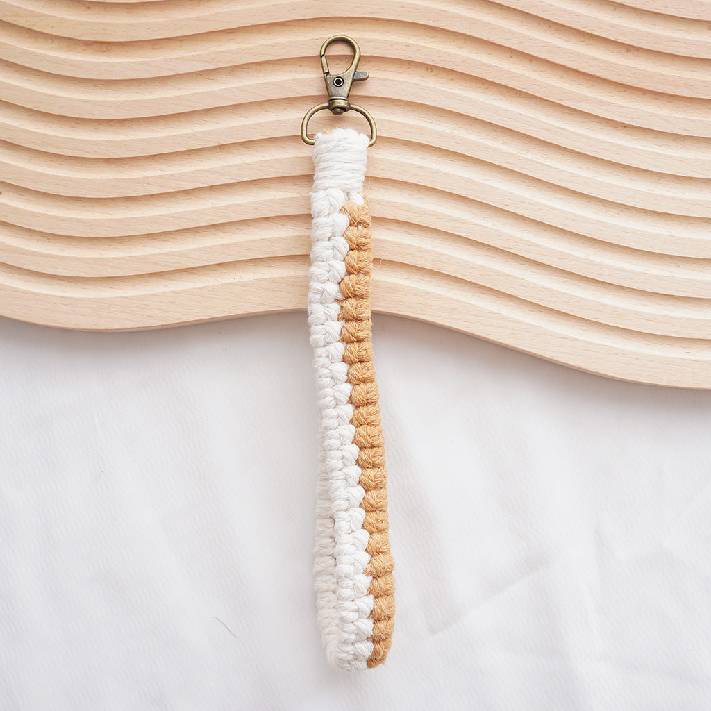 Macrame Keychain Holder Apricot Blue | High & Bury