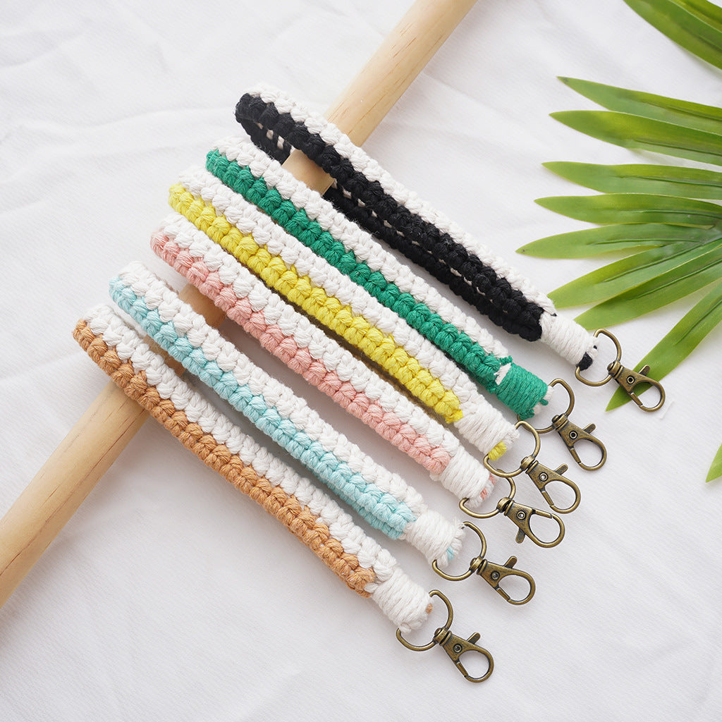 Macrame Keychain Holder Apricot Blue | High & Bury