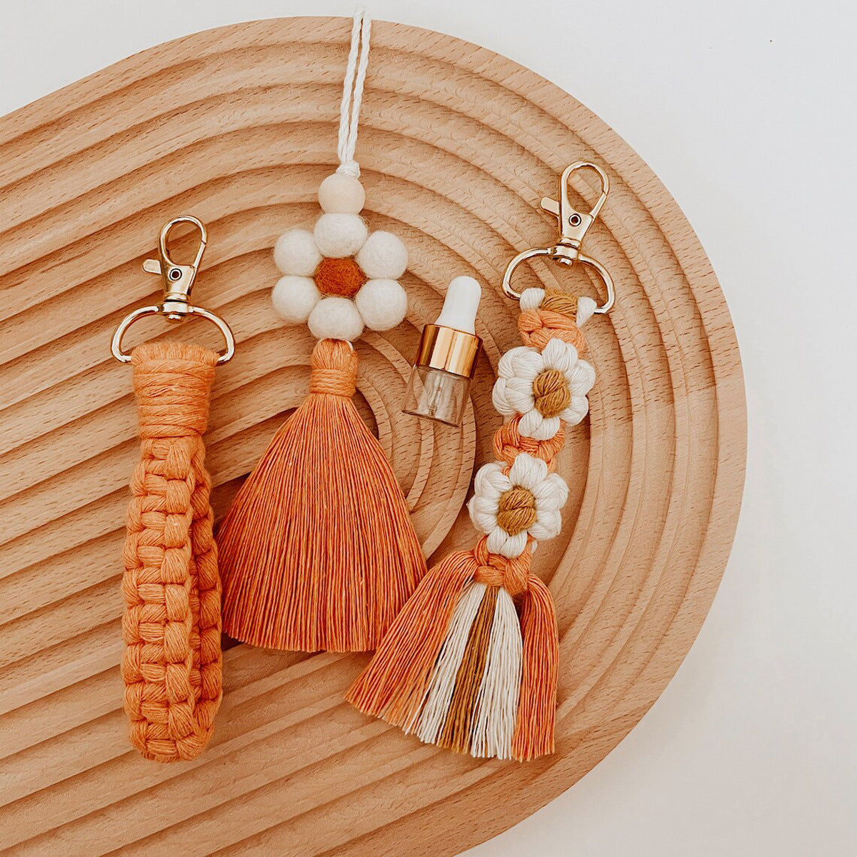 Macrame Keychain Strap with Floral Design | High & Bury