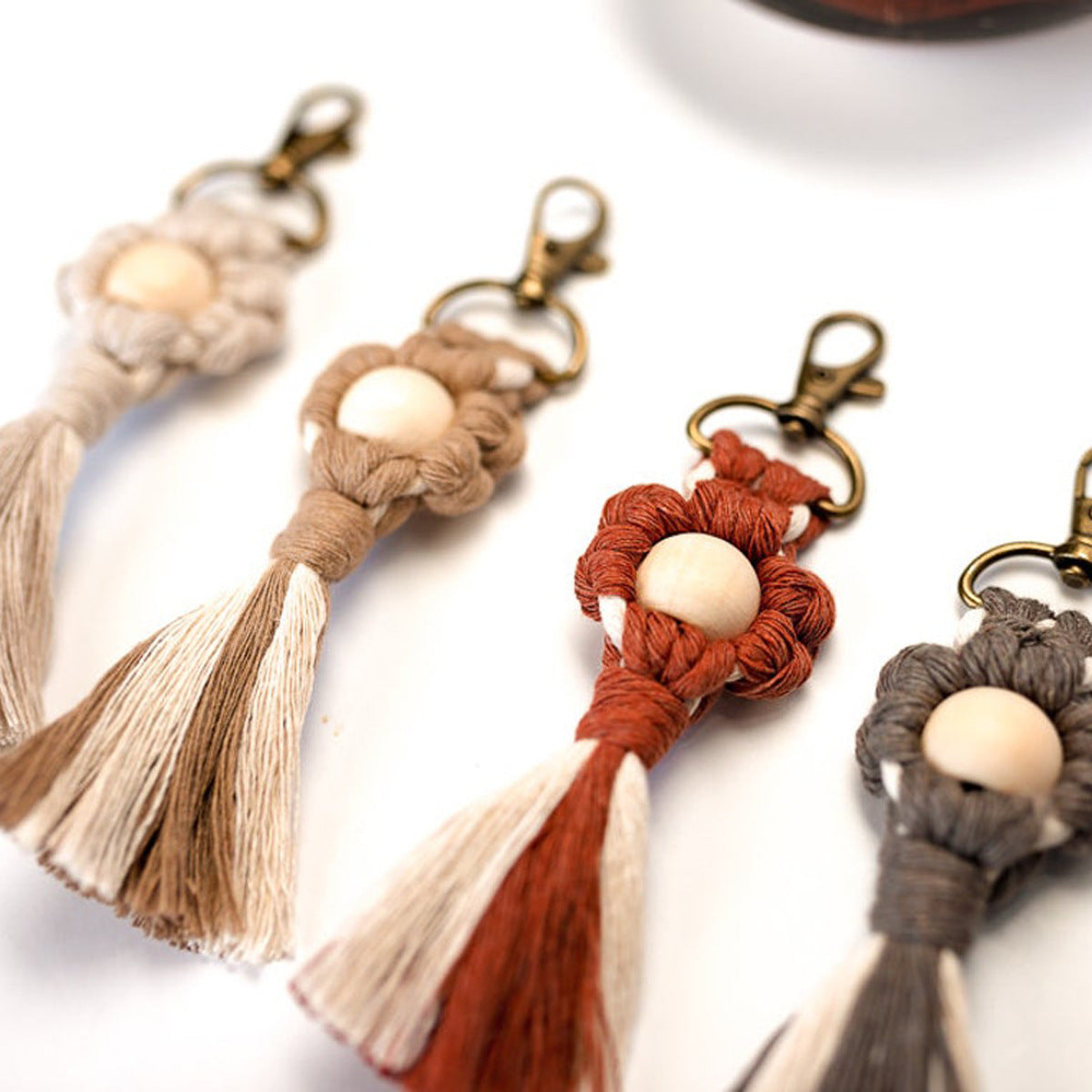 Macrame Keychain with Wooden Accents | High & Bury