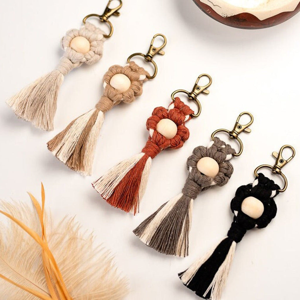 Macrame Keychain with Wooden Accents | High & Bury