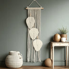 Macrame Leaf Wall Hanging Green Off White | High & Bury