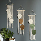 Macrame Leaf Wall Hanging Green Off White | High & Bury